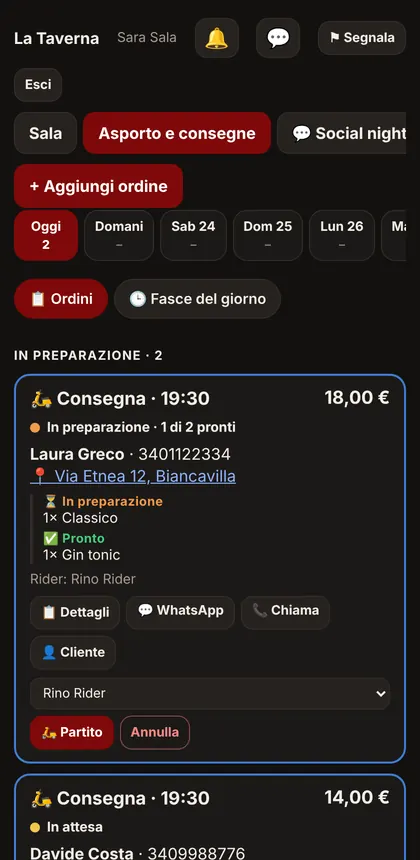 Gestione di asporto e consegne